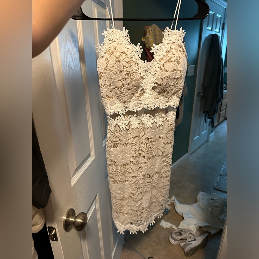 Short white lace dress